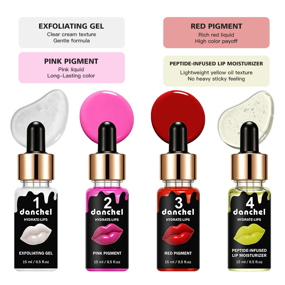 Hydrate-Lips Set Gentle Exfoliation Long-Lasting Color Deep Nourishment BB Lip Gloss Combo 4-in-1 Complete Lip Care Set Makeup Oasis Select