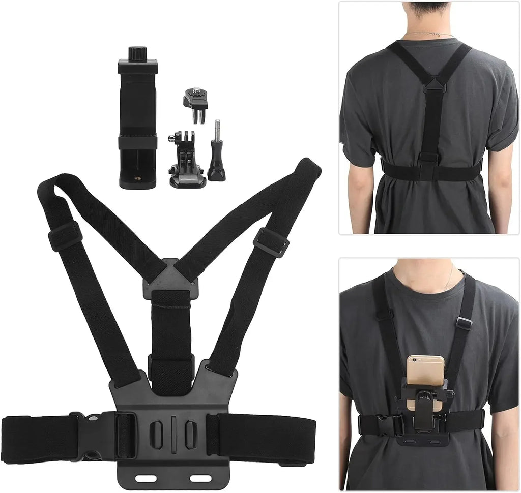 Sport Camera Chest Strap Holder, Adjustable Phone Clip Holder, Mobile Phone Clip Holder with Chest Strap Fixation Bracket Oasis Select