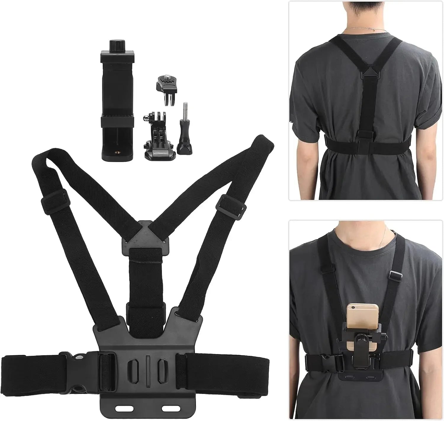 Sport Camera Chest Strap Holder, Adjustable Phone Clip Holder, Mobile Phone Clip Holder with Chest Strap Fixation Bracket Oasis Select