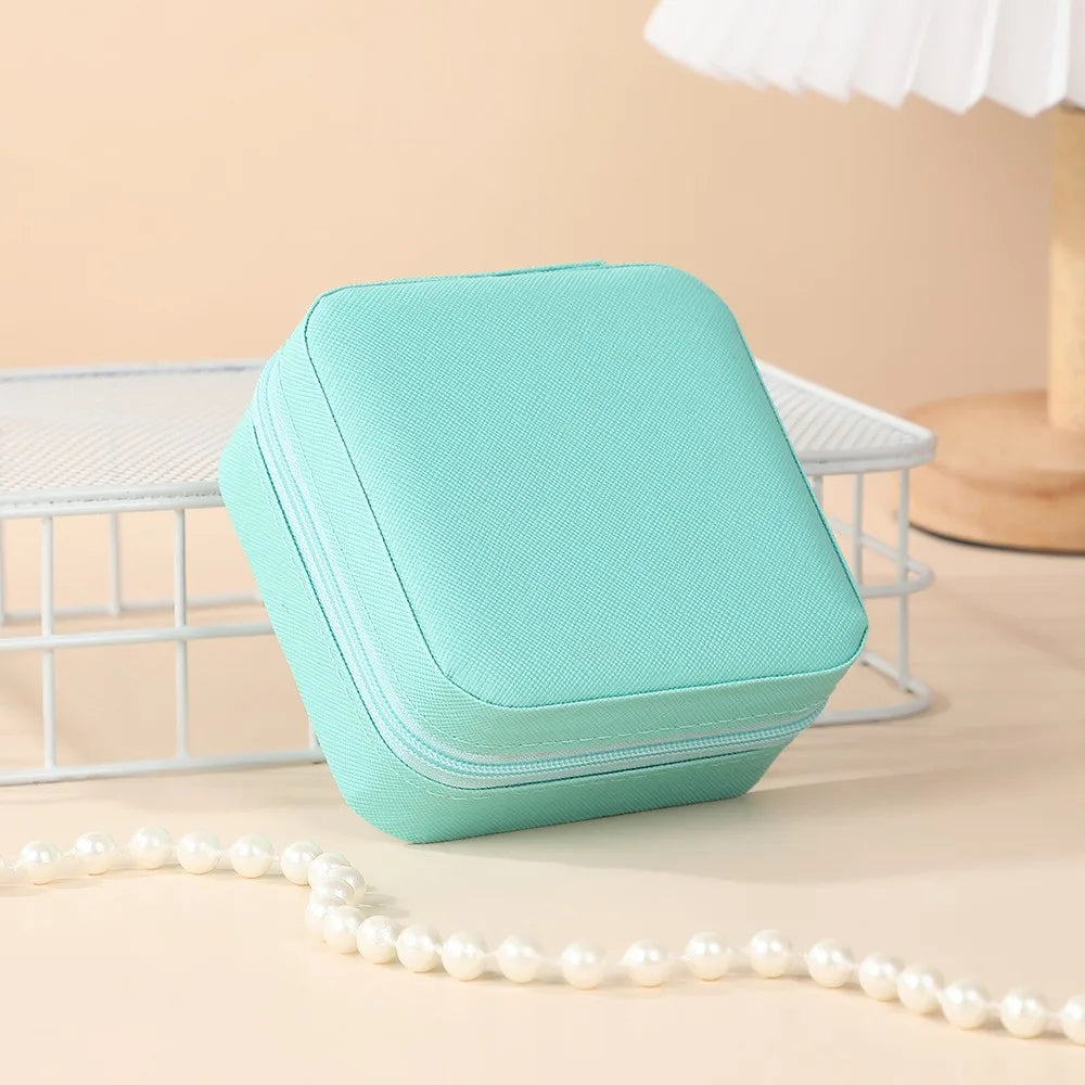 Portable Mini Jewelry Storage Box Travel Organizer Jewelry Case Leather Storage Earrings Necklace Ring Jewelry Organizer Display Oasis Select Green