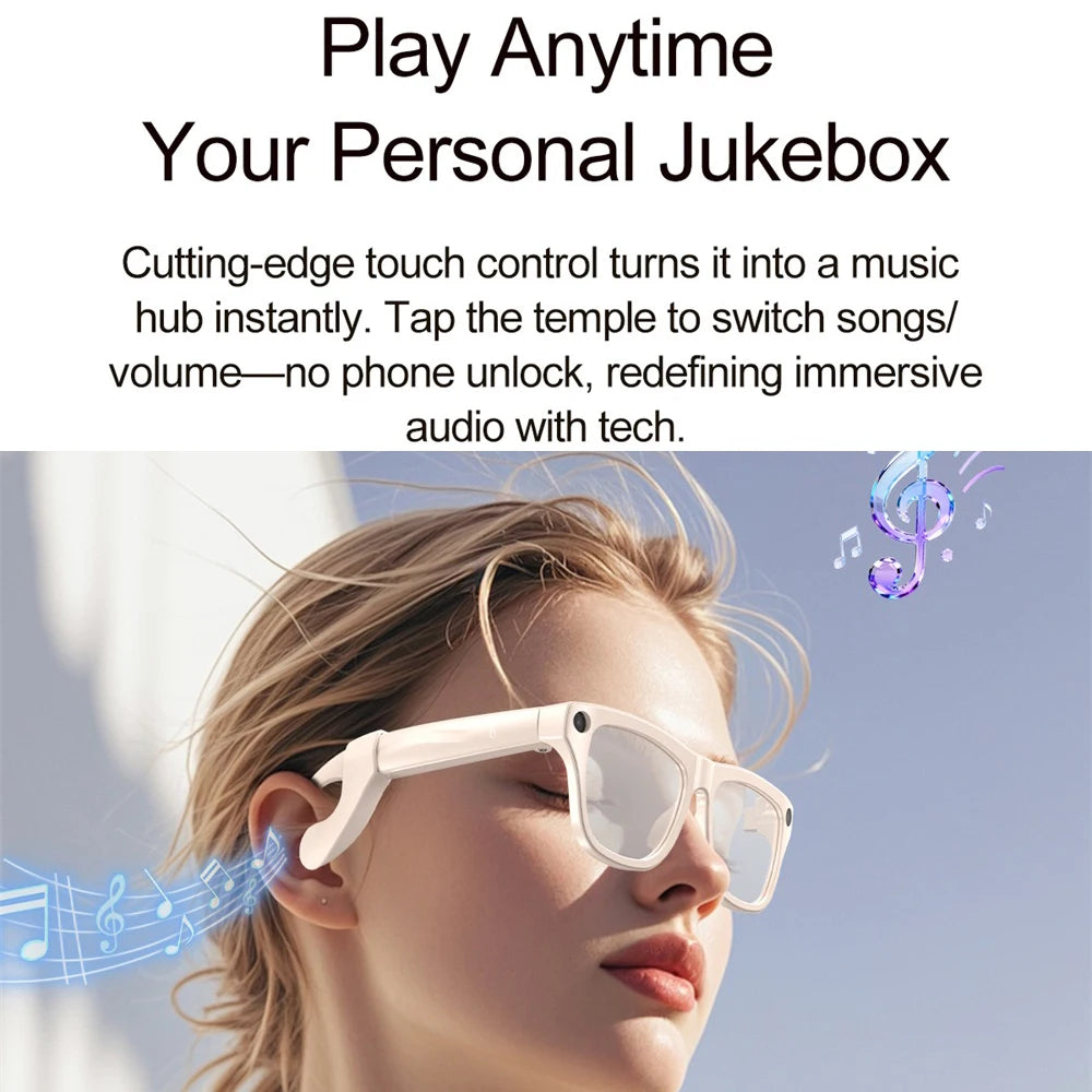 HD Camera Glasses Outdoor Voice Assistant Touch Control Smart Eyewear Bluetooth Music Call AI Translator Sunglasses Men Lady Oasis Select