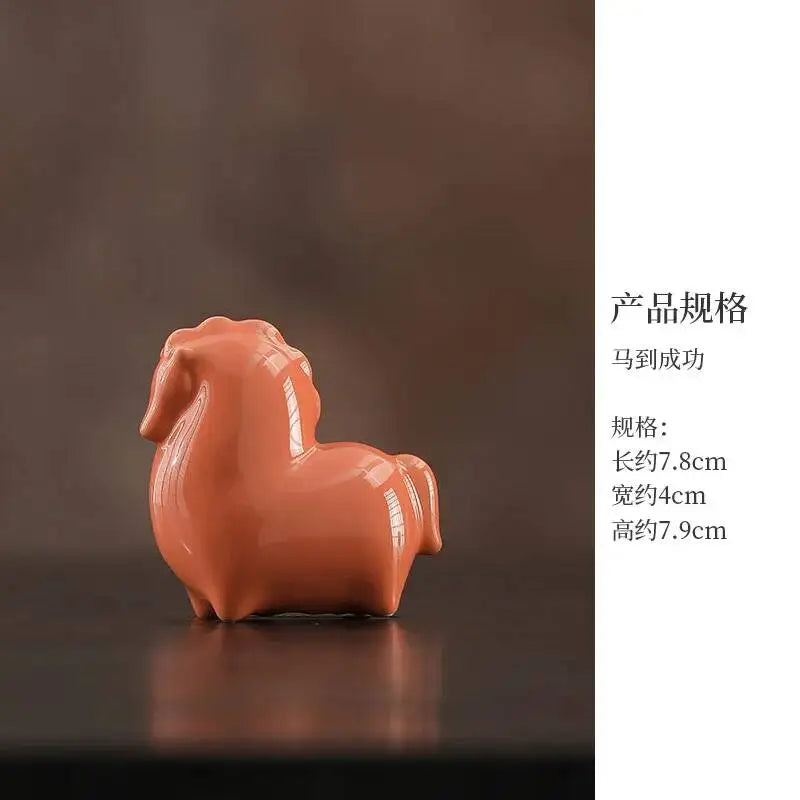 Fortune-Bringing Horse Ornament Ceramic Zodiac Horse Living Room, Study Office Desktop tea pet Oasis Select 7