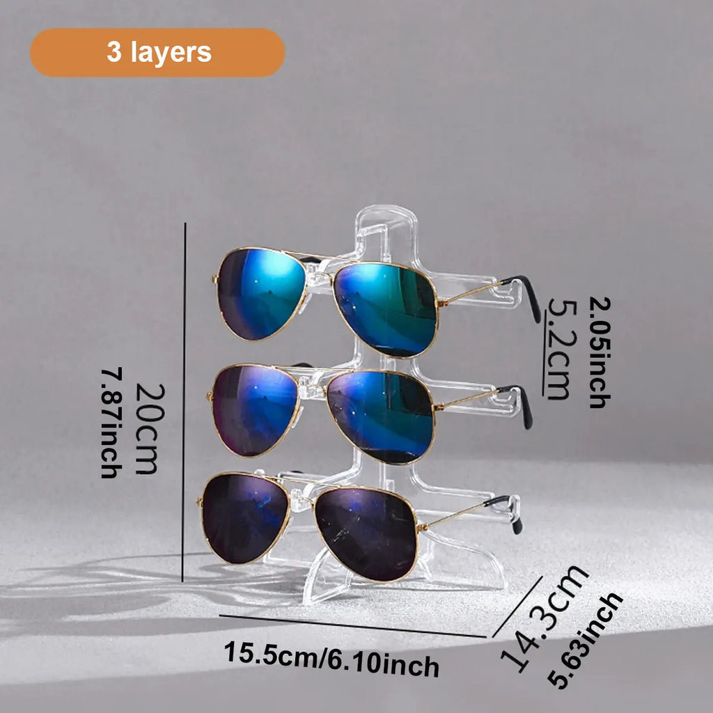 1pc Transparent multi-layer eyeglass frame, sunglasses display frame, desktop storage frame, minimalist storage frame Oasis Select 3 layers