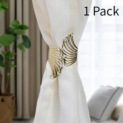 Angel's wing curtain strap modern simple curtain clip without punching and installation of metal decorative curtain buckle Oasis Select Gold Diamond
