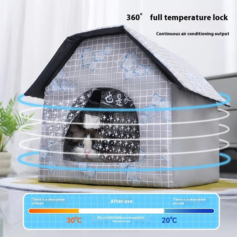 Summer Cool Bed for Cats and Dogs Foldable Cat Air-conditioned House Homemade Ice Packs for Cooling Pet House Ice Bed Oasis Select