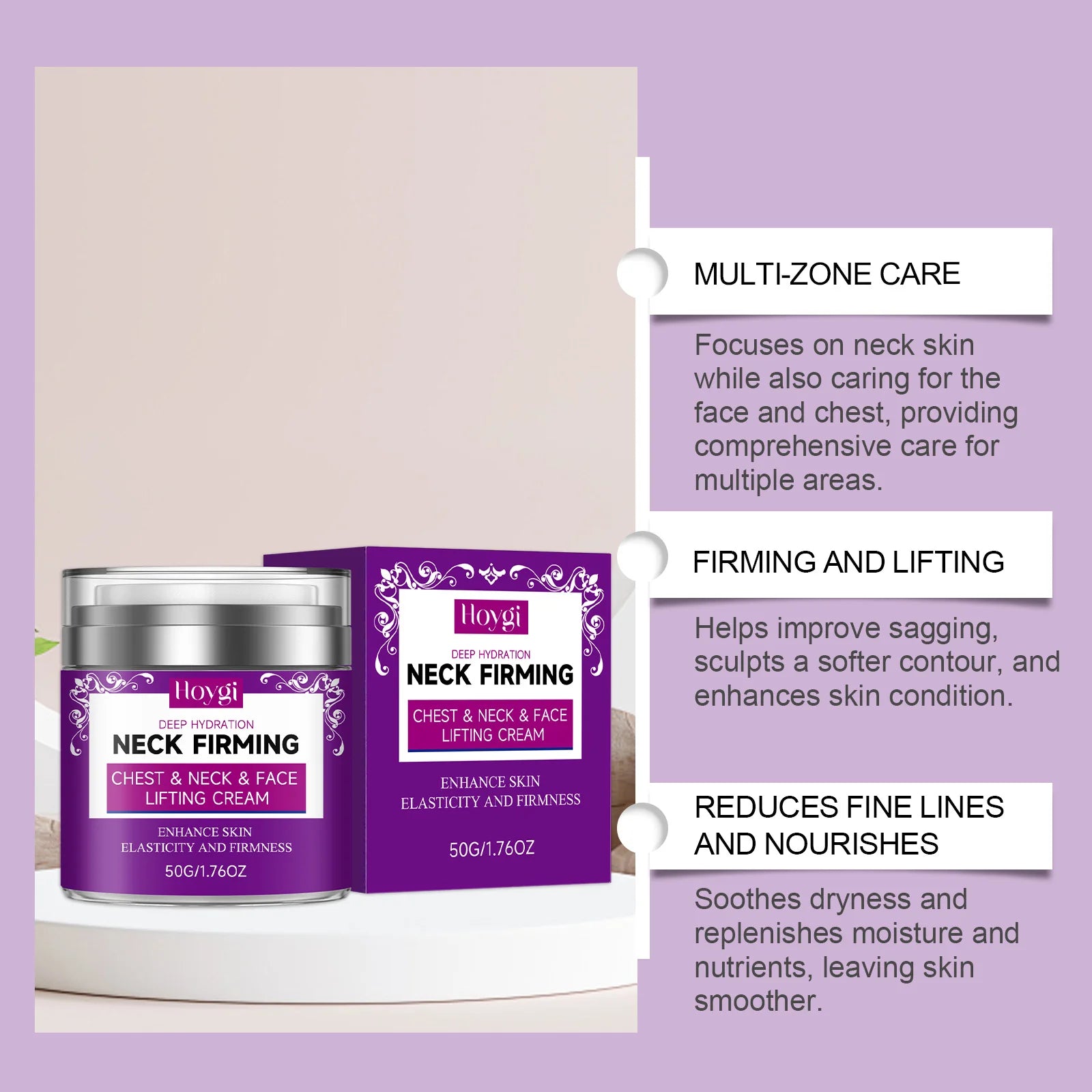 Neck Firming Cream Chest & Face Lifting Supports Firm Skin Smooths Fine Lines Moisturizing Elasticity Support Smooth Cream 50g Oasis Select