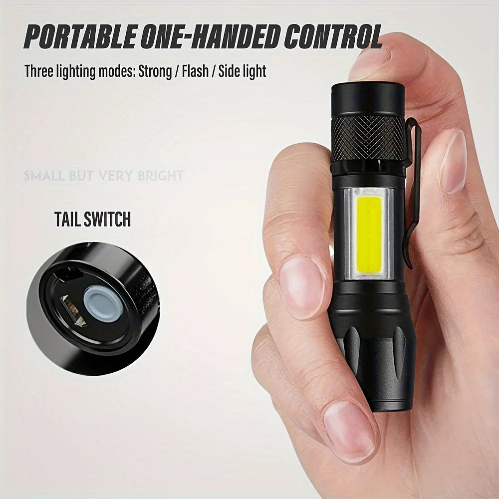 LED Strong Light Flashlight Rechargeable Multi functional for Long Range Portable Outdoor Home Mini Flashlight Cap Clip Light Oasis Select