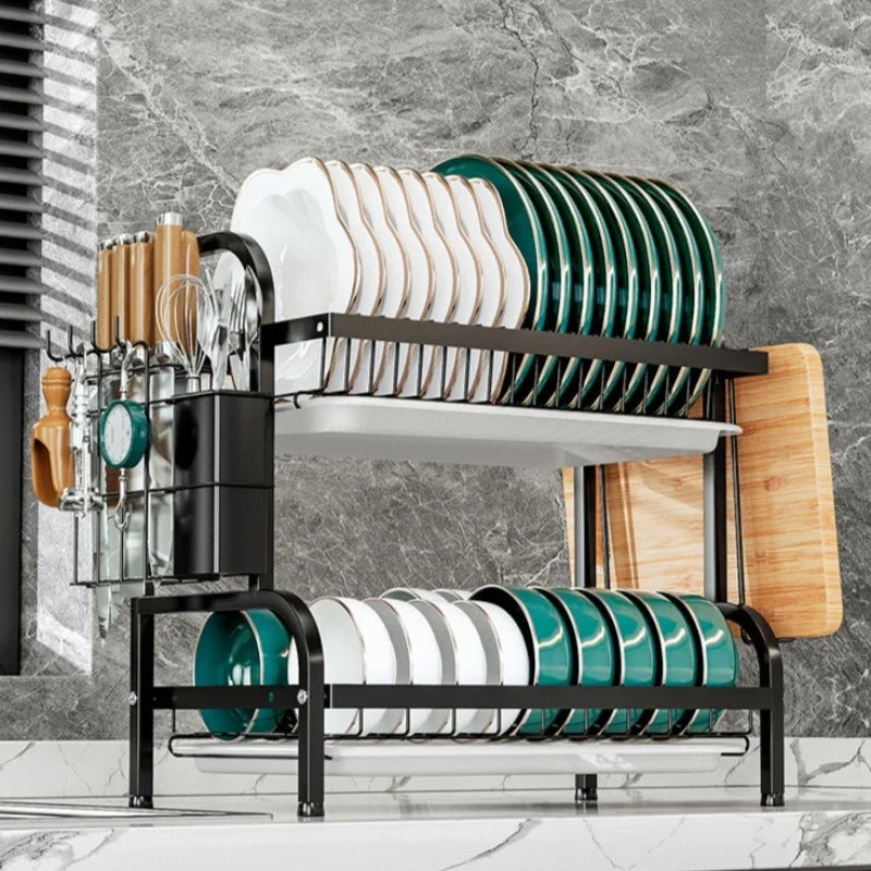 Kitchen Dish Storage Rack Pull Dish Water Filter Rack Countertop Multifunctional Dish Rack Dish and Chopsticks Drain Rack Oasis Select