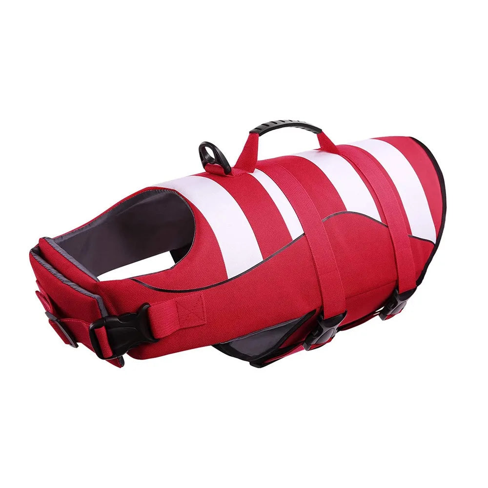 Reflective Dog Life Jacket Superior Buoyancy Adjustable Pet Life Preserver Breathable with Handle Safety Vests Summer Swimming Oasis Select Red XL