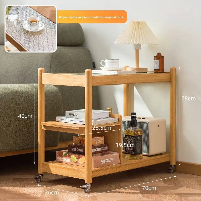 Sofa side few household mobile coffee table bedroom balcony mini table bedside shelf modern simple small apartment Oasis Select Primary Begonia