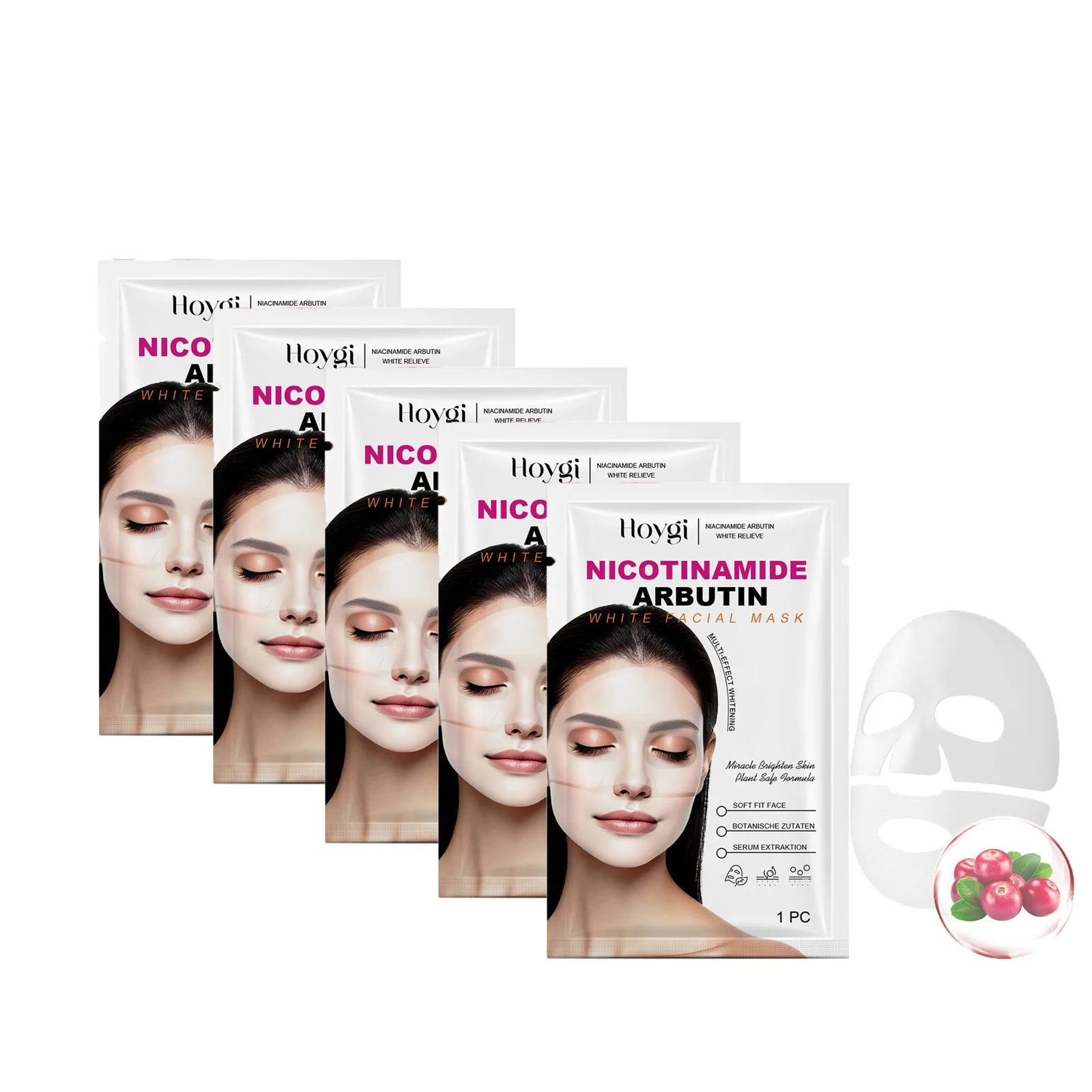 Niacinamide Arbutin Hydrating Mask Deep Hydrating Shrink Pores Firming Refreshing Brightening Facial Sheet Mask for Glowing Skin Oasis Select 5Pcs