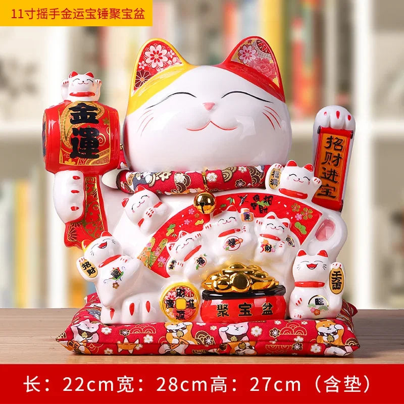 11-inch Lucky Cat Shaking Hand Ornaments Large Electric Cashier Home Store Opening Gift Ceramic Ornaments Oasis Select 18 26cm x 22cm