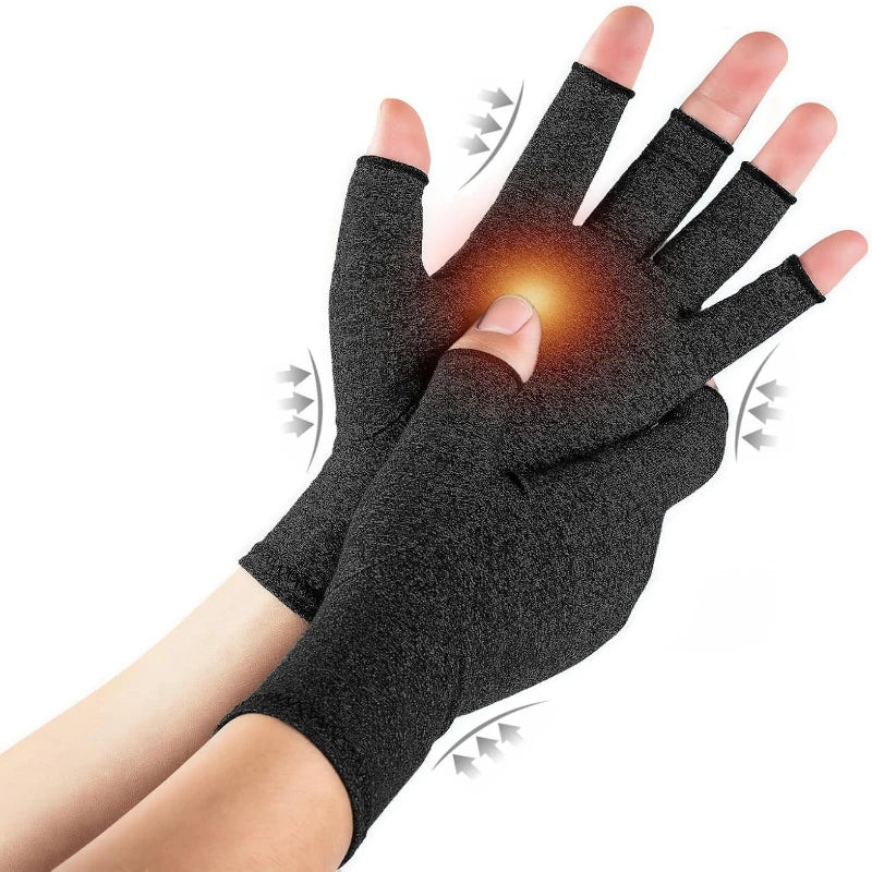 Compression gloves, with eased design, suitable for both men and women, finger-revealing compression bandages, black. Oasis Select
