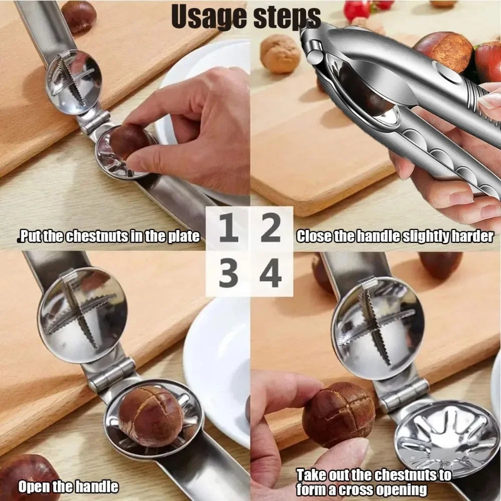 Chestnut Clip Nutcracker Opener Quick Clip Nuts Peeler Shelling Walnut Cracker Sheller Stainless Steel Accessories Kitchen Tool Oasis Select