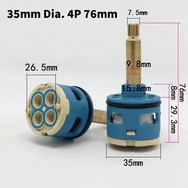 1PC Watersaving Replacement Ceramic Spool Shower Room Faucet Water Mixer Tap Cartridge Replace Valve Kitchen Bathroom Accessory Oasis Select 35mm Dia. 4P 76mm