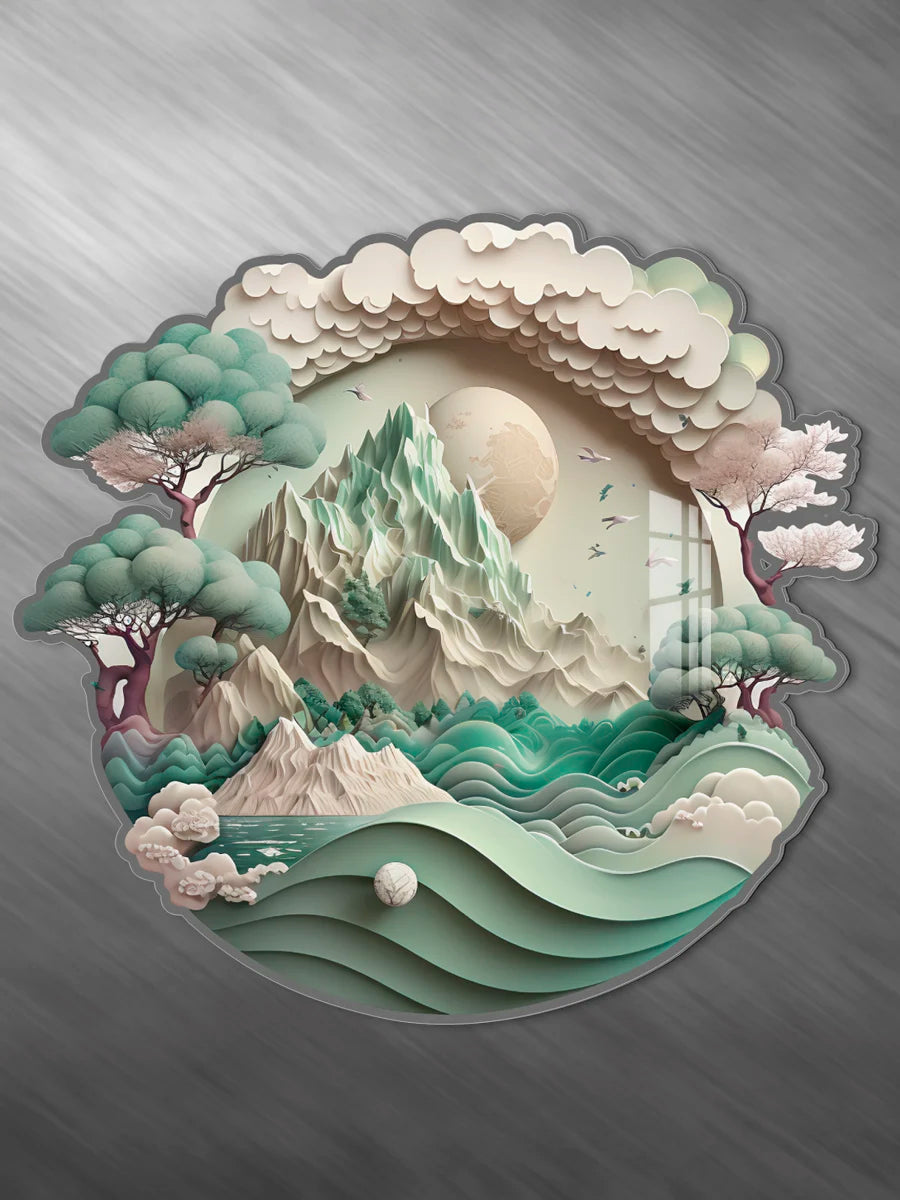 3D circular decoration wall stickers living room room self-adhesive stereo acrylic wall stickers creative stickers Oasis Select