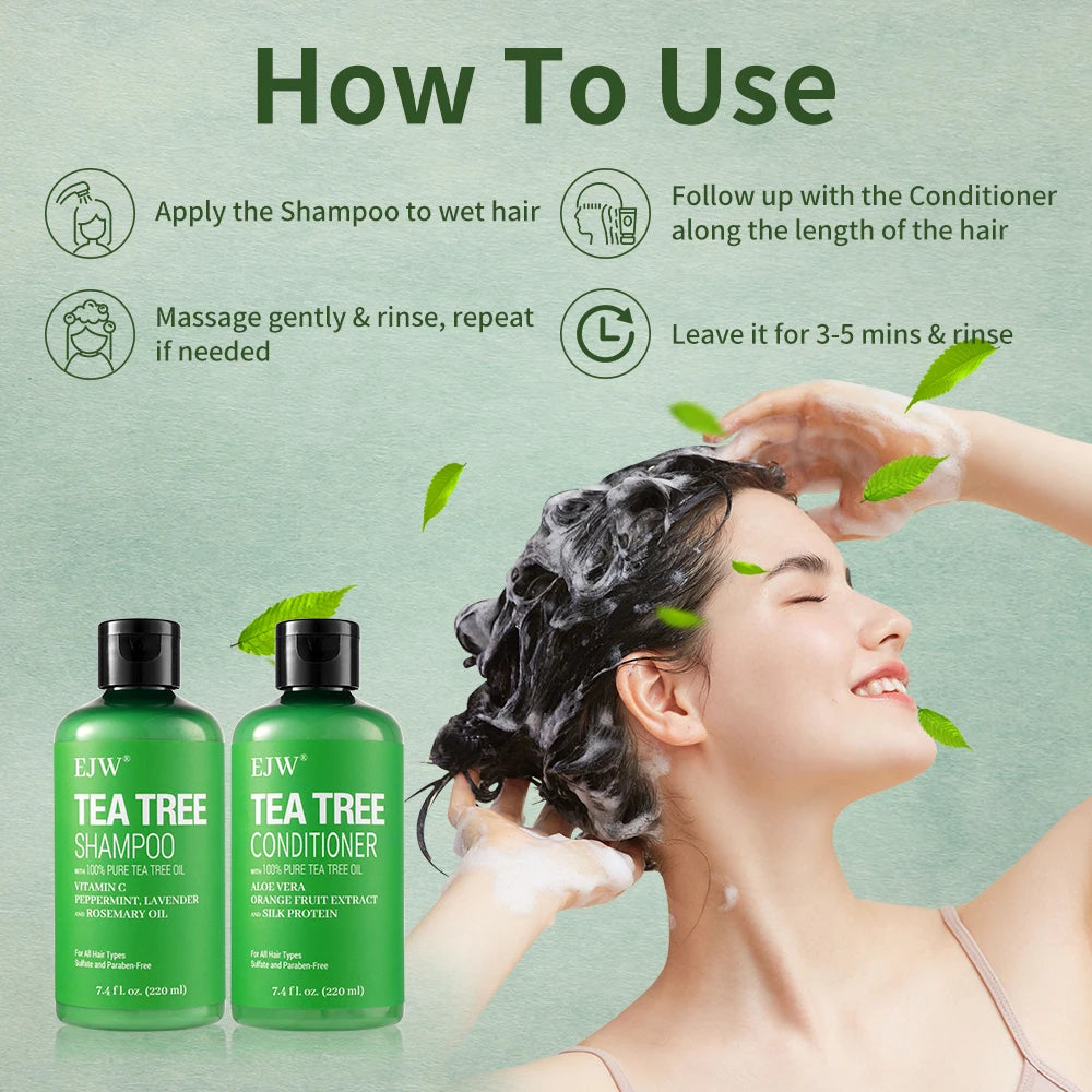 Tea Tree Oil Shampoo and Conditioner Set| Refreshes Scalp, Soothes,Cleanses Buildup, Clarifying for Oily Hair|Pure Tea Tree Oasis Select