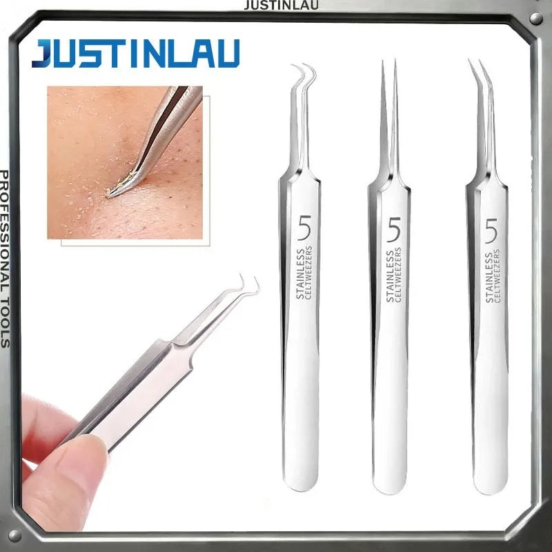 German Ultra-fine No. 5 Cell Pimples Blackhead Clip Tweezers Beauty Salon Special Scraping & Closing Artifact Acne Needle Tools Oasis Select