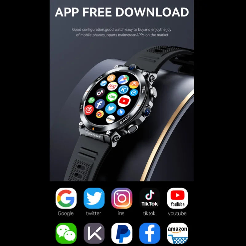 NEW 4G LTE H10 Smartwatch 128GB 500W Dual Camera Video Calls Wifi NFC Door Access 1380mAh Battery Capacity SIM Card Smart Watch Oasis Select