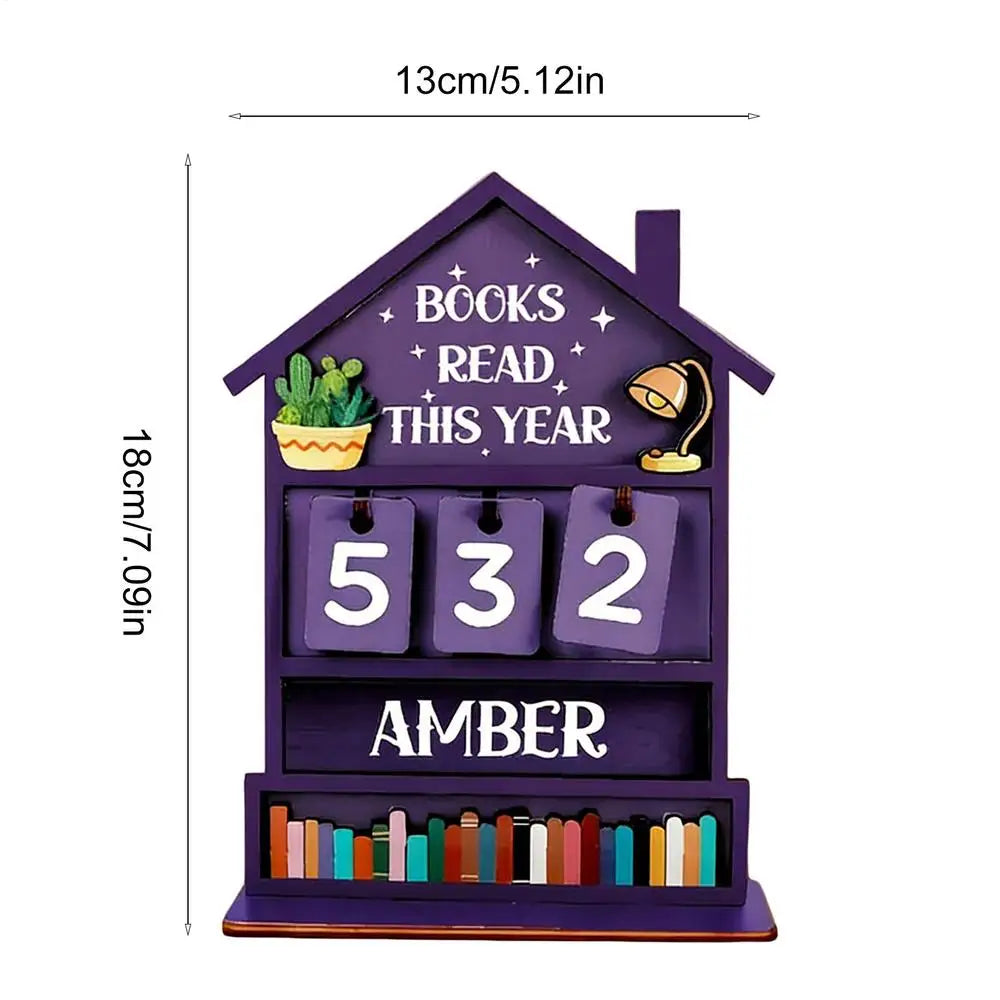 Books Read Tracker Manual Rustic Wooden Decorative Home Read Tracker Reading Sign Bookshelf Decor for Shelf Desk Table Display Oasis Select Purple