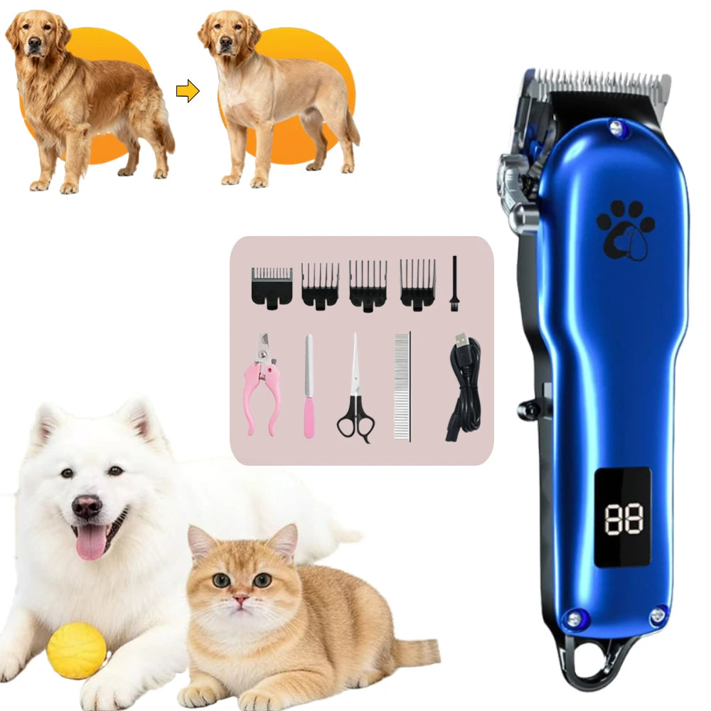 Cordless Electric Pet Clipper – Low Noise, LED, USB Rechargeable Pet Hair Clipper Oasis Select
