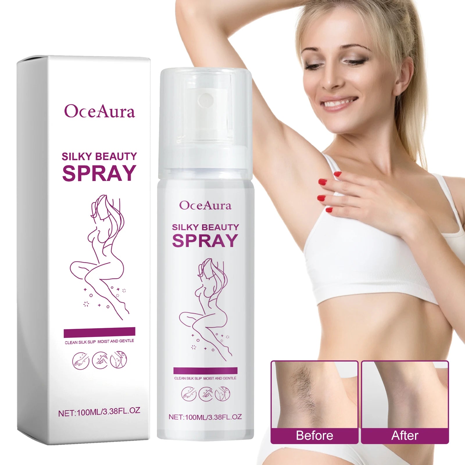 Gentle Hair Removal Mousse Spray – Arms, Legs & Full Body Hair Removal Spray Oasis Select