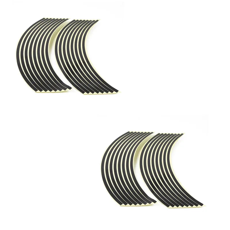 1/2/3set Motorcycle Wheel Tire Stickers Strips Reflective Rim Tape Strip Motorcycle Car Wheel Tire Sticker Motorbike Auto Decals Oasis Select 2set-Black