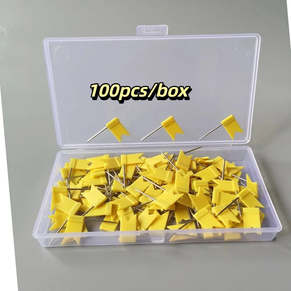 100pcs/box Bright Colors Colored Push Pins Easy Insert Reliable Material Drawing Tacks Stable Fixing 100 Pieces Box Oasis Select Yellow