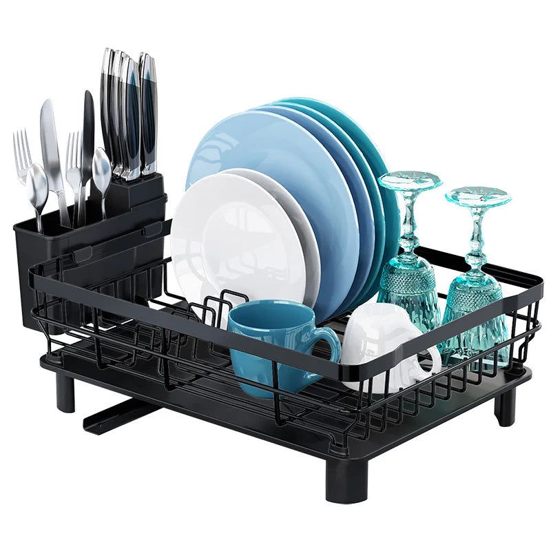 Kitchen Dish Drain Rack Tableware Storage Rack Tableware Shelf Drain Basket Sink Dishwasher Dish Rack Oasis Select black