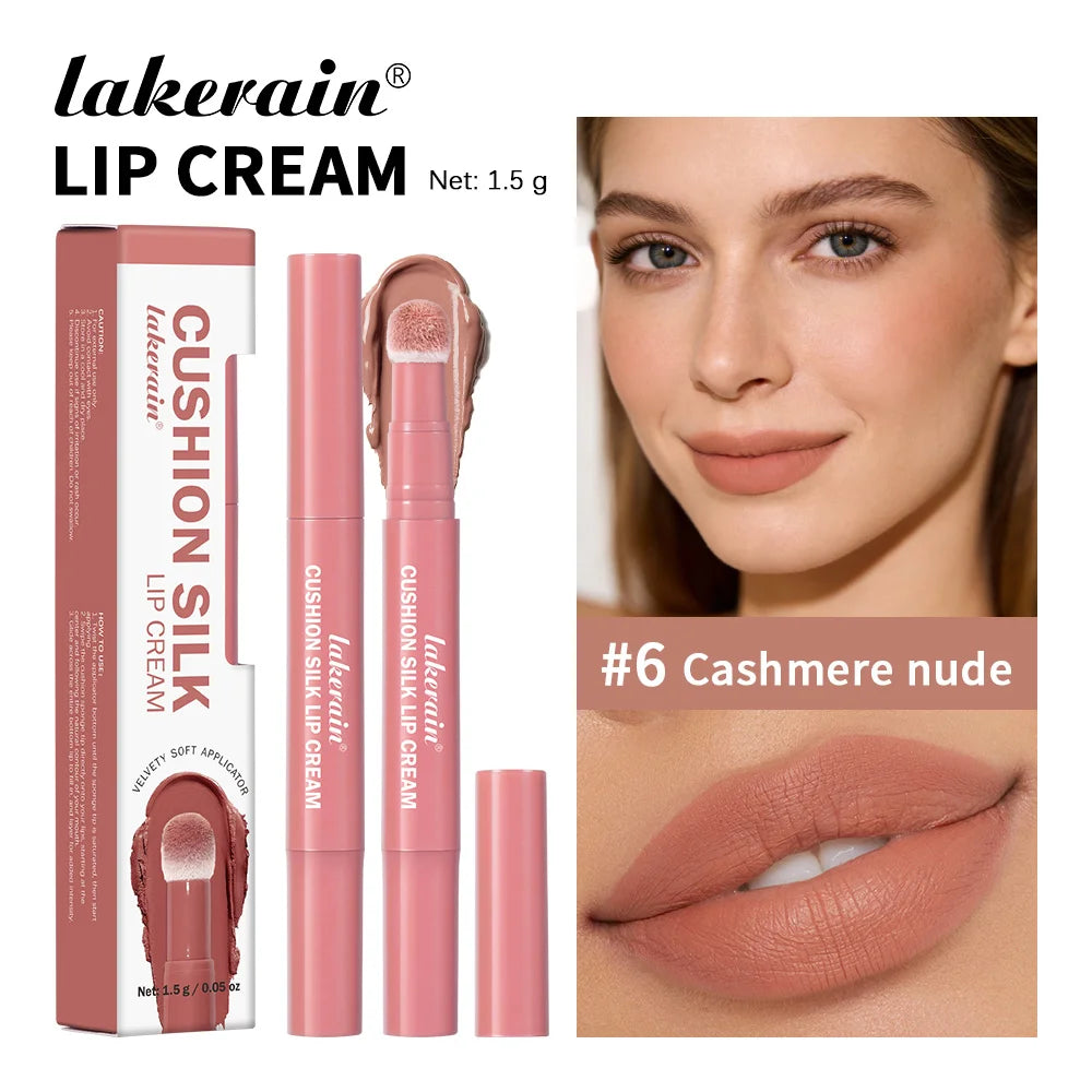 2 IN 1 Lip Powder Cream & Blush Waterproof Long Lasting Wear for Lips Cheek Air Cushion Applicator Plush Cushion Tip Lip Glaze Oasis Select 6 Cashmere Nude