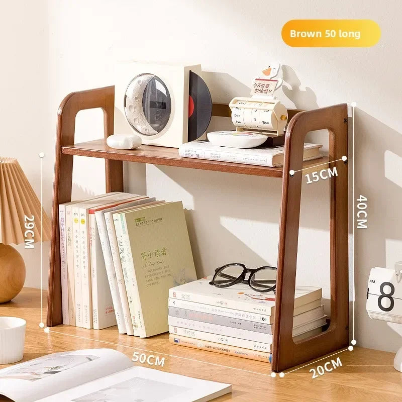 Multi-functional Desktop Cup Storage Shelf Office Table Finishing Dining Table Countertop Multi-layer Bookshelf Small Shelf Oasis Select Brown B