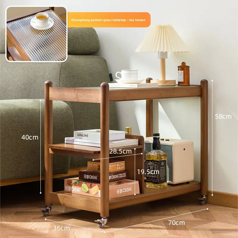 Sofa side few household mobile coffee table bedroom balcony mini table bedside shelf modern simple small apartment Oasis Select Brown Changhong