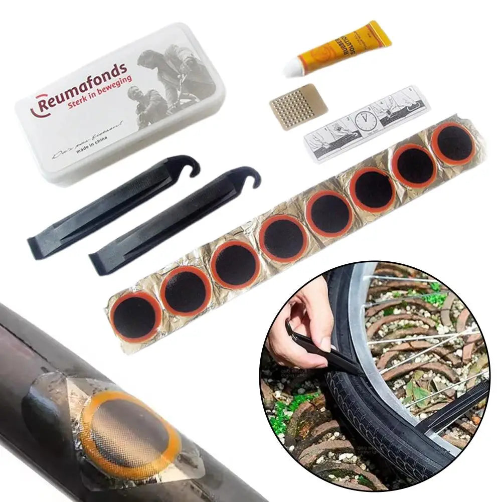 Portable 13-Piece Bike Tire Patch Kit – Inner Tube Repair Set