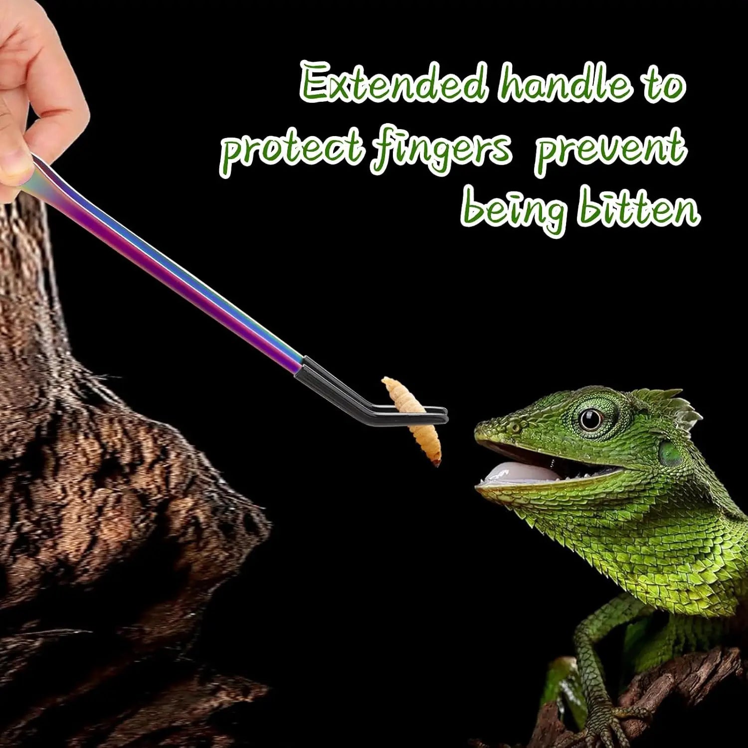 2pcs Stainless Steel Reptile Feeding Tongs with Rubber Tip，10.6" Straight & Crafts - Feeder Tools for Bearded Dragons & Lizards Oasis Select