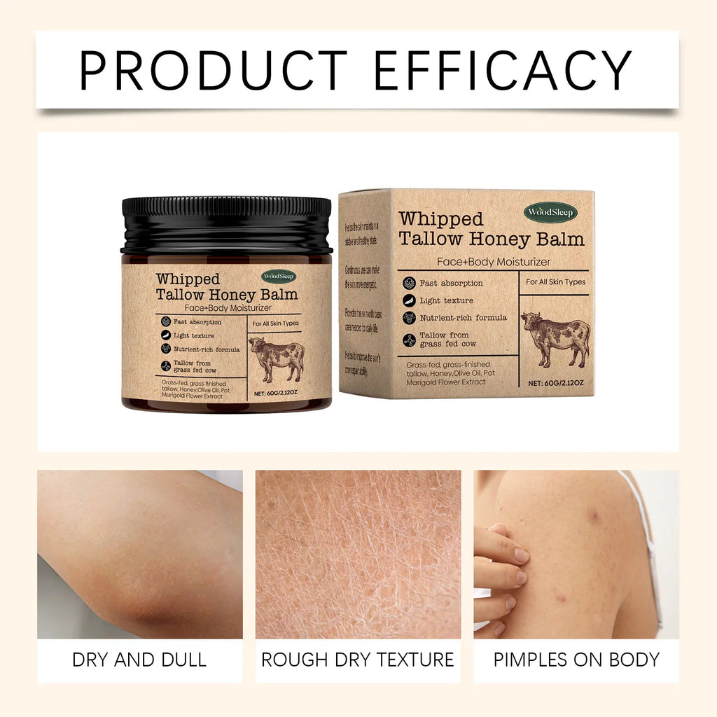 Tallow Skin Moisturizing Balm Improve Smoothing Shrink Pores Fade Fine Lines with Honey All Season Face Brightening Care Cream Oasis Select