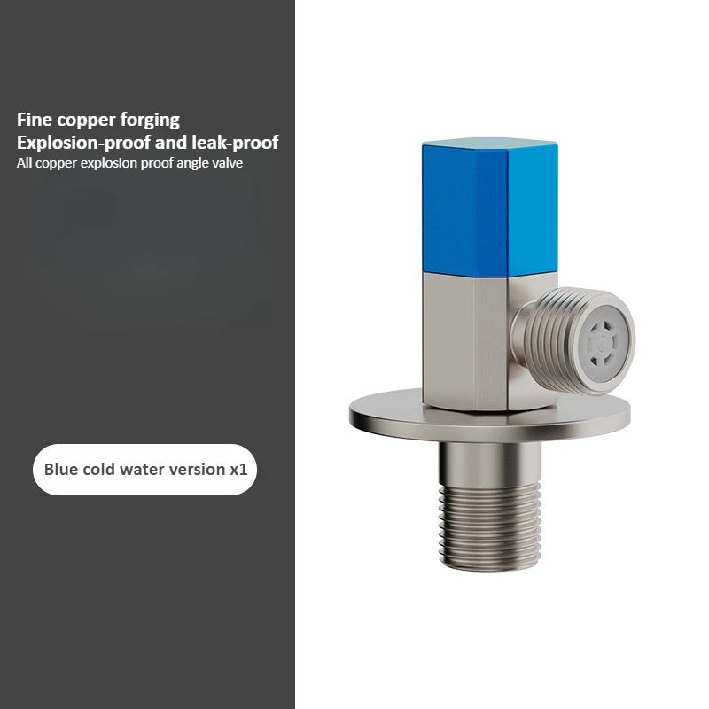 Brass Red Blue Angle Valve Hot and Cold Water Valve Bathroom Thread Bathroom Faucet Water Heater Filling Valve Accessories Oasis Select Cold water (blue) A