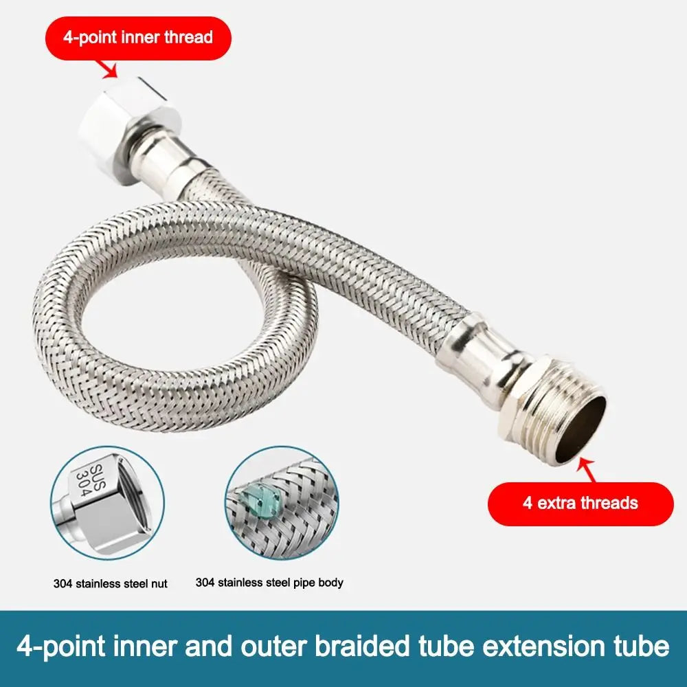 20-200CM Length Flexible Shower Hose Stainless Steel Internal Threaded Extension Sprayer Pipe Adjustable Length Oasis Select