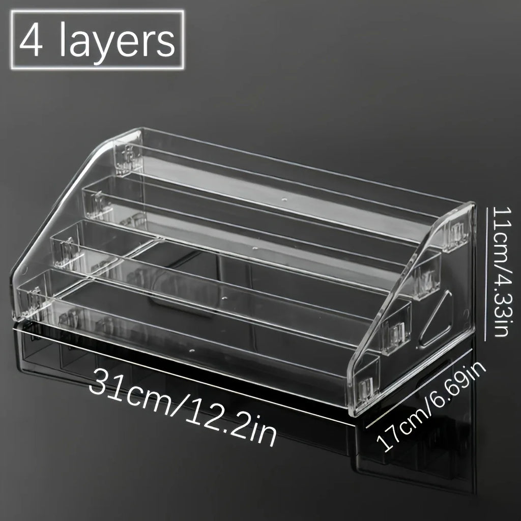 Transparent Ladder Display Rack, Hand Account Tape and Sticker Storage Rack, Cosmetics, Perfume, Nail Polish Storage Box Oasis Select Transparent-4 layers