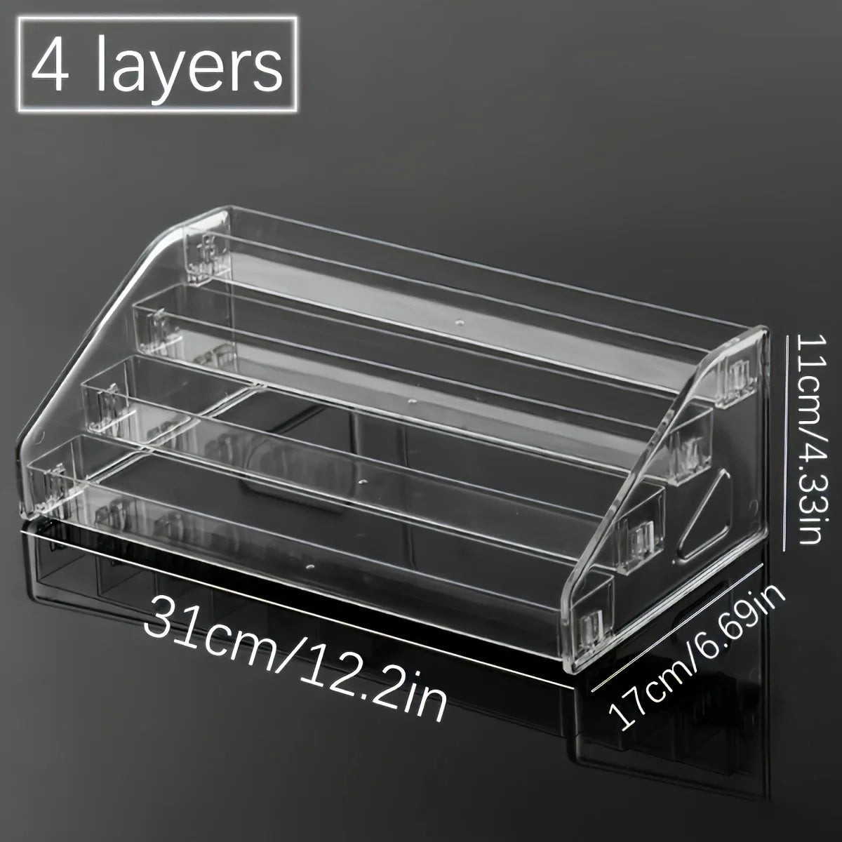Transparent Ladder Display Rack, Hand Account Tape and Sticker Storage Rack, Cosmetics, Perfume, Nail Polish Storage Box Oasis Select Transparent-4 layers