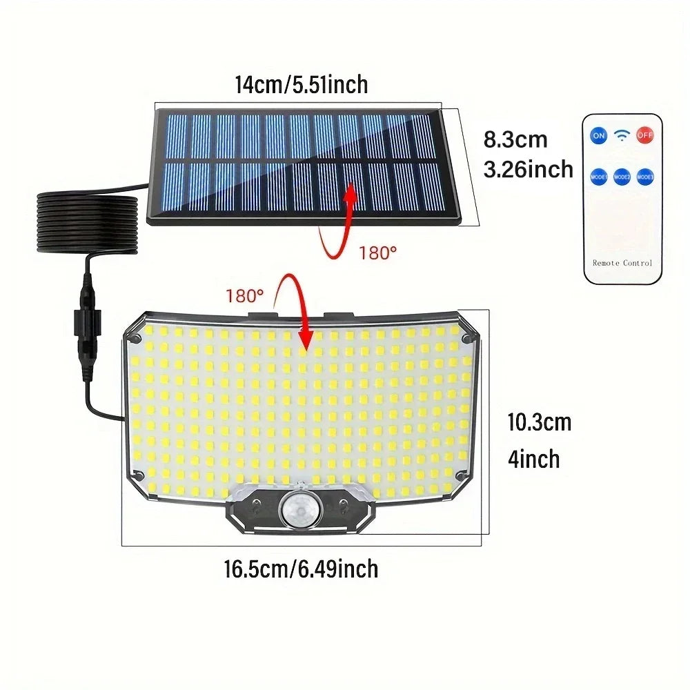 1PC Solar 234 LED Outdoor Path Light with Motion Sensor and Remote Control IP65 Wall Garden Light Easy Installation Wall Sconce Oasis Select