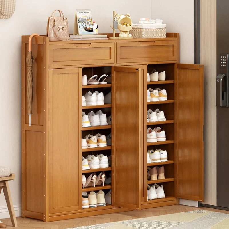 Durable Shoe Cabinet, Nanzhu Shoe Rack At The Entrance Of The Home, Storage Artifact, Space-saving And Dust-proof Entry Oasis Select