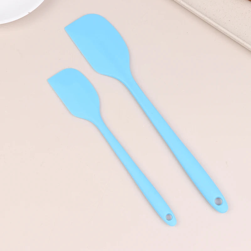 2Pcs Silicone Spatula Set Cake Butter Cream Spatula Kitchen Baking Mixing Tool Non Stick Scraper Chocolate Spreader Smoother Oasis Select Blue