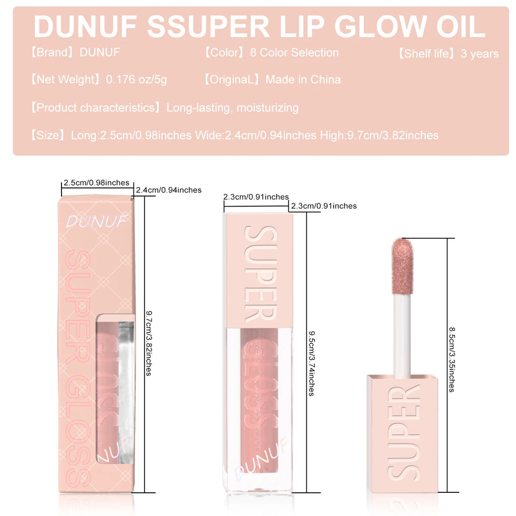 DUNUF 1PCS High-shine Lip Gloss Shimmer Pearlescent Lipstick Easy to Color Waterproof Sweat-proof Non-stick to Cup Non-fading Oasis Select