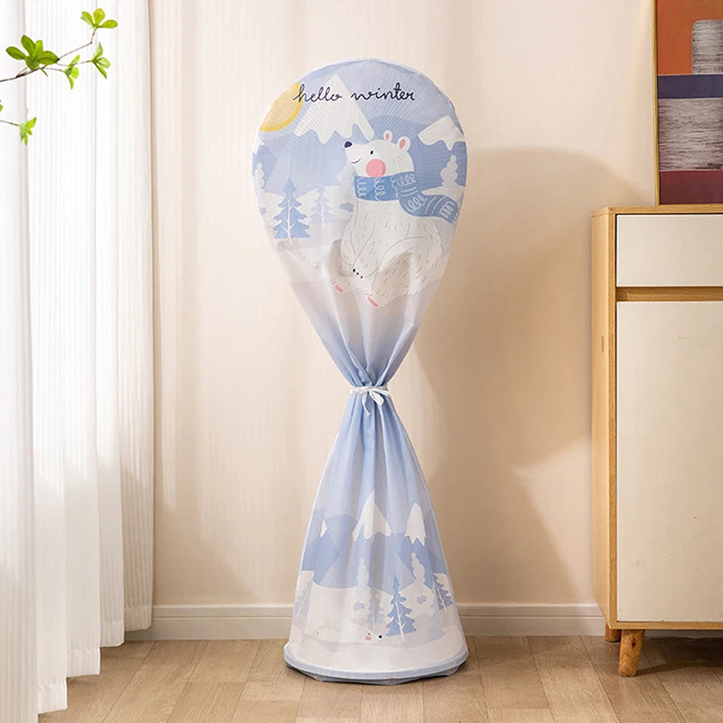 Portable Dustproof All-inclusive Electric Fan Dust Cover Household Floor Fan Cover Waterproof Protective Cover Accessories Oasis Select L size - polar bear
