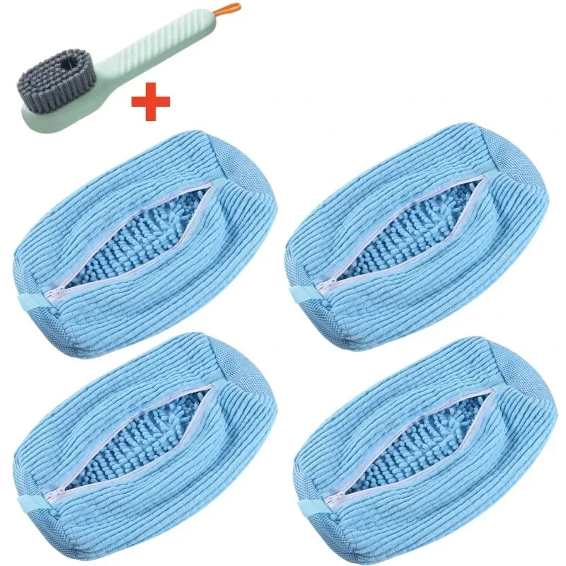 1/2/4PCS Shoe Washing Machine Bag with Liquid Shoe Brush Set Durable Laundry Shoe Bag and Soft Bristle Clean Brush for All Shoes Oasis Select 5PCS Set Blue
