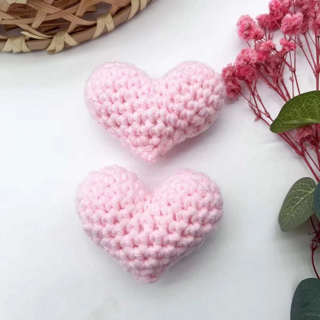 3-Pack Handmade Crochet Heart Decorations – Valentine's & Wedding