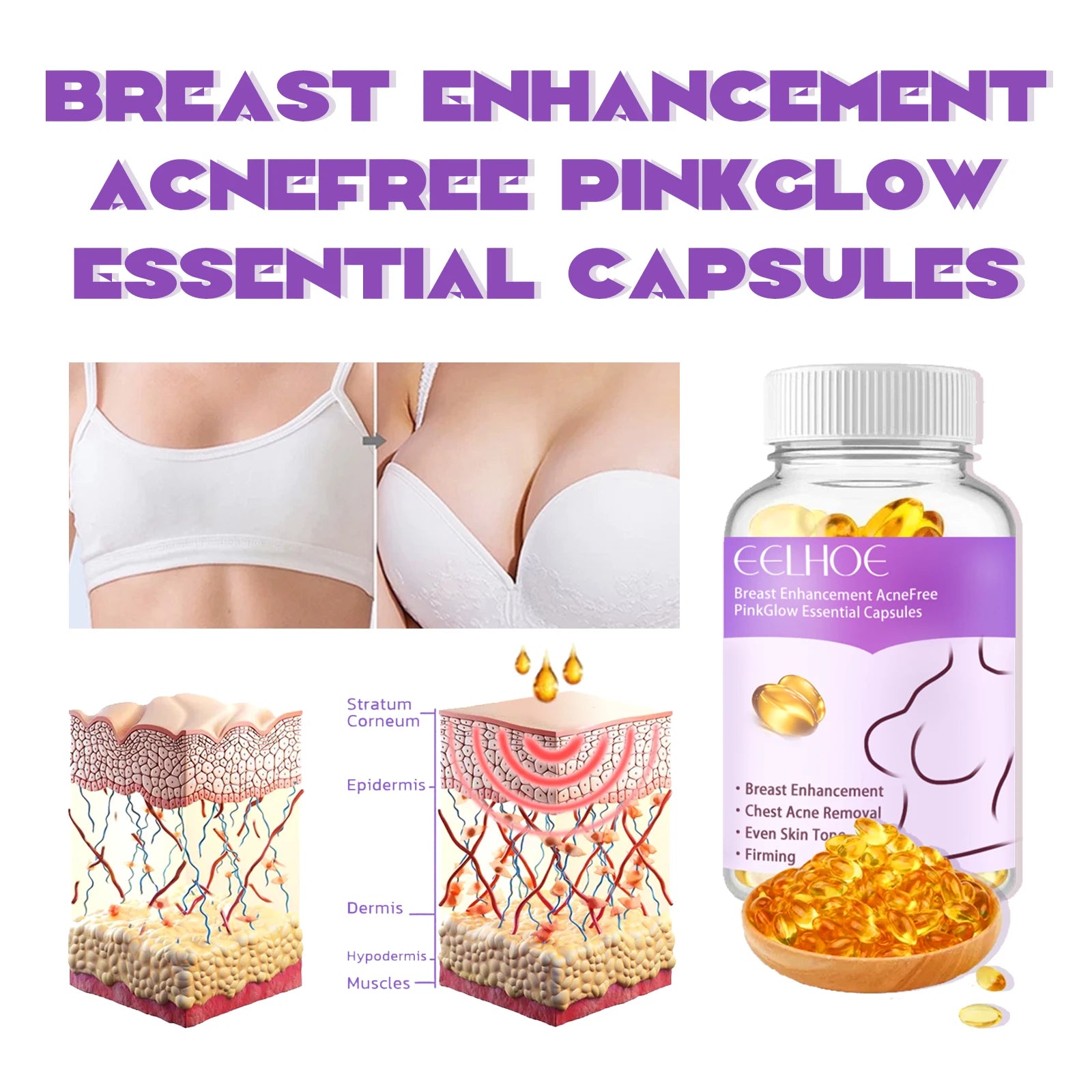 Eelhoe Vitamin E Breast Firming Oil Capsules – Lift & Tighten