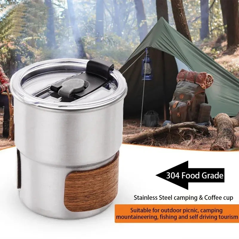 Stainless Steel Coffee Camping Mug with Lid Portable Heat Resistant Mug for Outdoor Picnic Camping Fishing Oasis Select