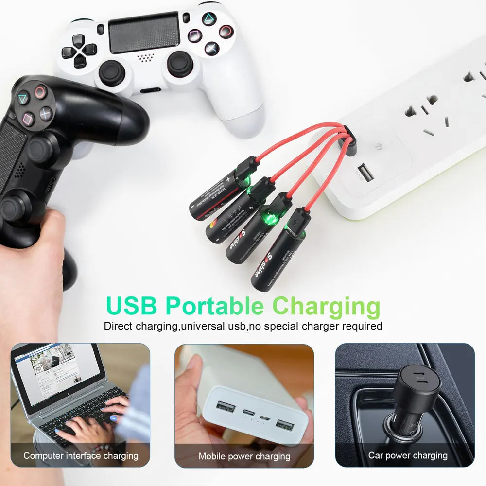 Soshine Original Li-ion AA Rechargeable Batteries USB Lithium battery 2000mWh 1.5V AA Rechargeable Batteries with Charging cable Oasis Select