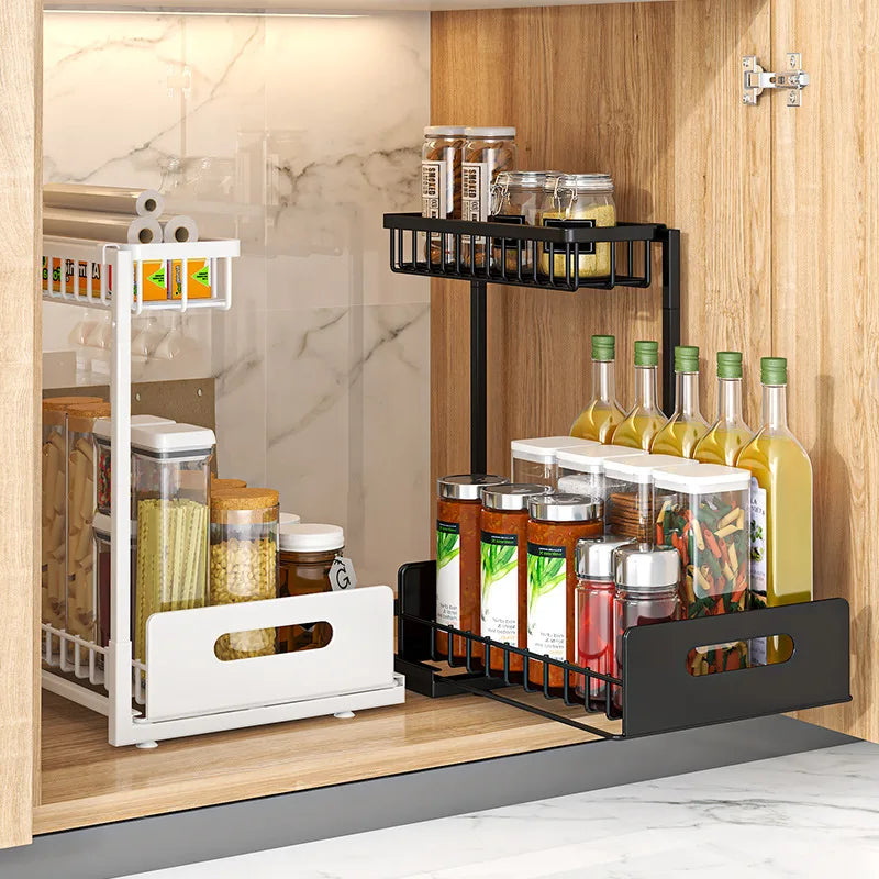 Kitchen lower sink rack pull-out seasoning storage layered pull basket bathroom drawer Oasis Select